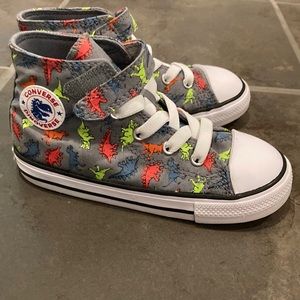 Dino converse high tops size 10 little boys